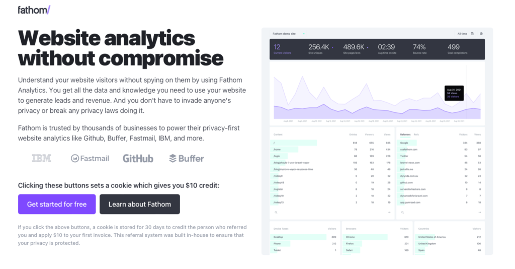 Fathom Analytics - Matomo Analytics Alternative