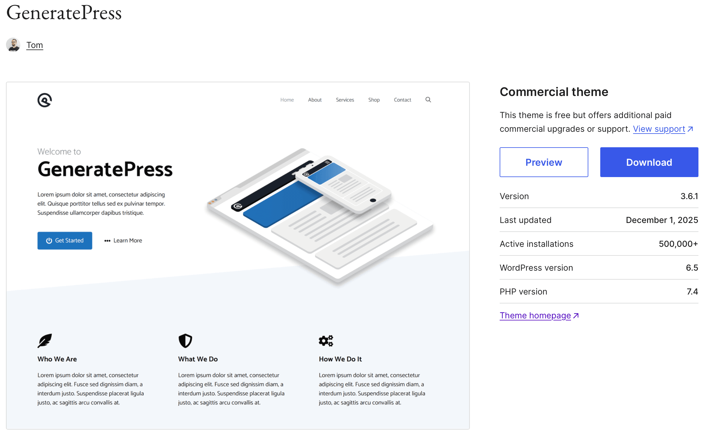 GeneratePress free theme