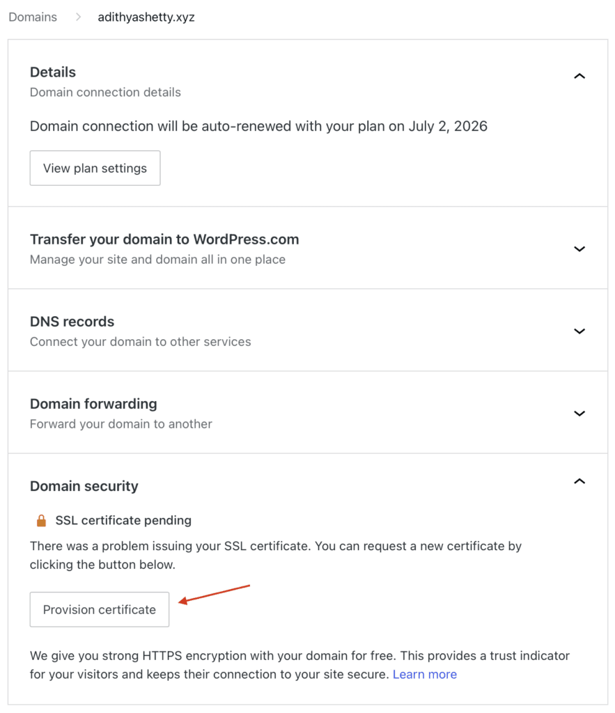 Requesting SSL certificate