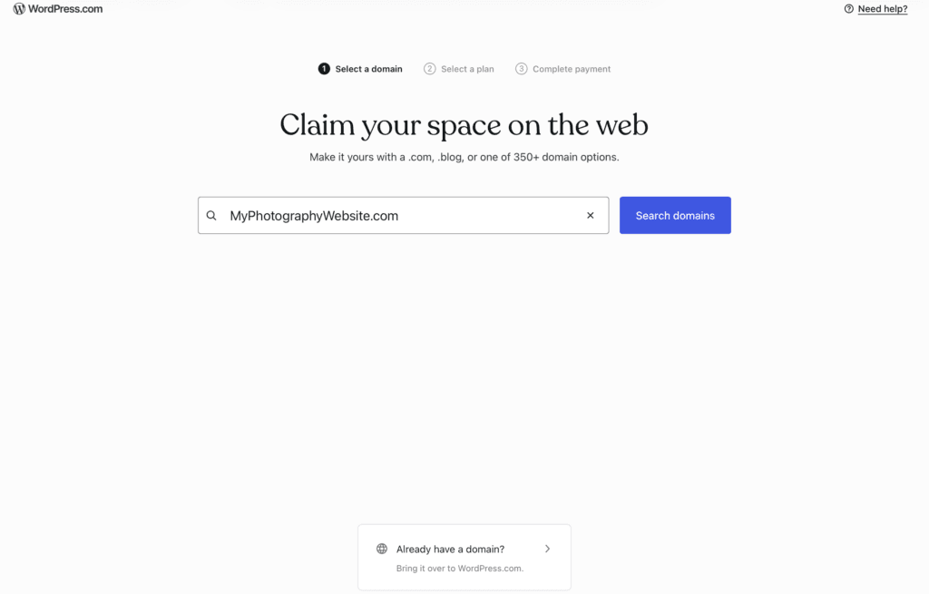 Choose your Domain name