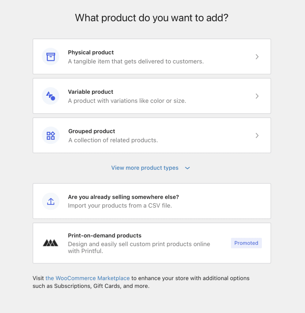 Choose product type
