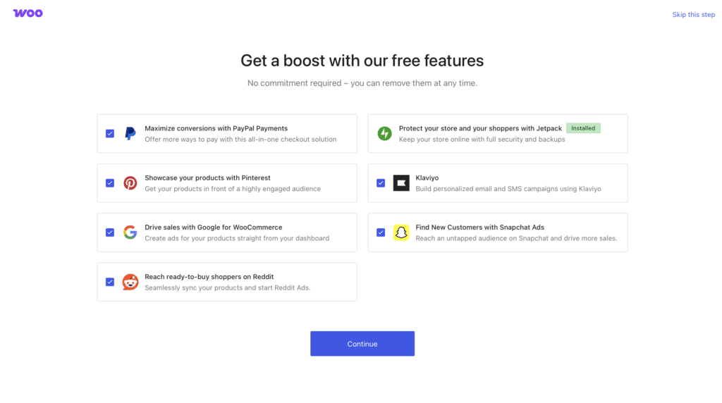 Select free add-on features