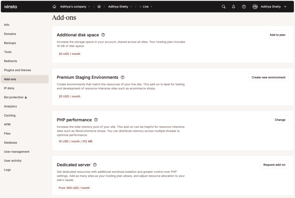 Kinsta Add-ons