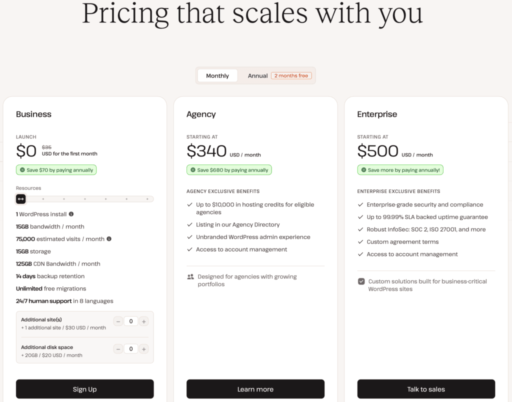 Kinsta Pricing